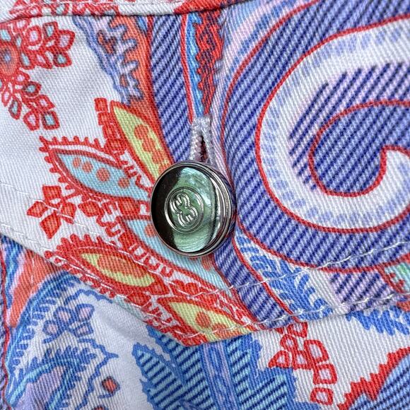 Escada Paisley Print Button Up Cotton Stretch Jacket Size 42 US 12/L Art to Wear - Picture 5 of 10